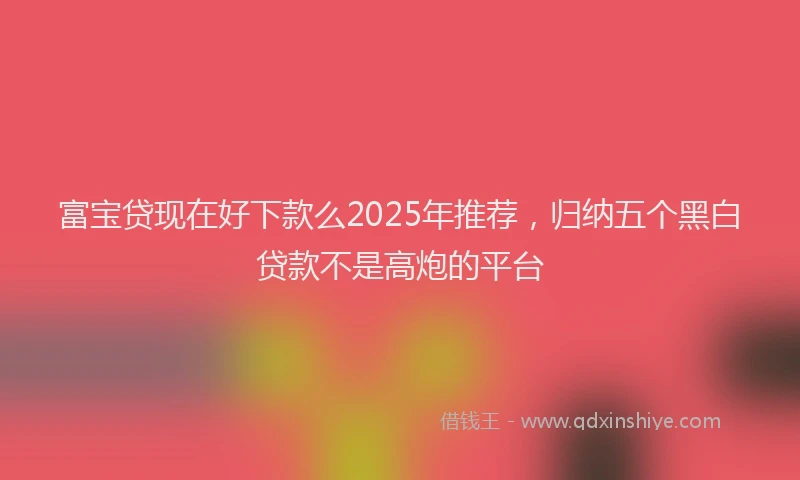 富宝贷现在好下款么2025年推荐，归纳五个黑白贷款不是高炮的平台