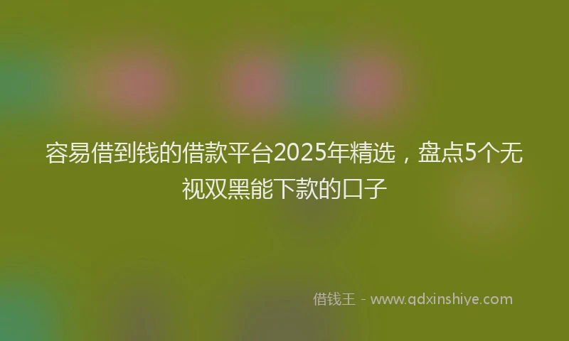 容易借到钱的借款平台2025年精选，盘点5个无视双黑能下款的口子