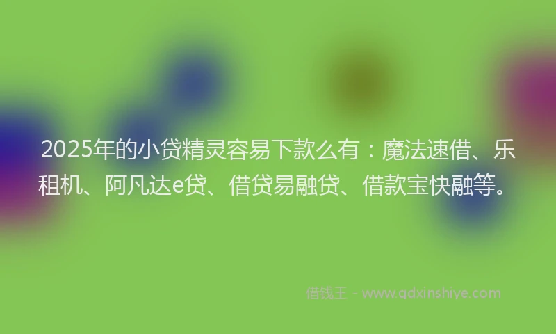 2025年的小贷精灵容易下款么有：魔法速借、乐租机、阿凡达e贷、借贷易融贷、借款宝快融等。