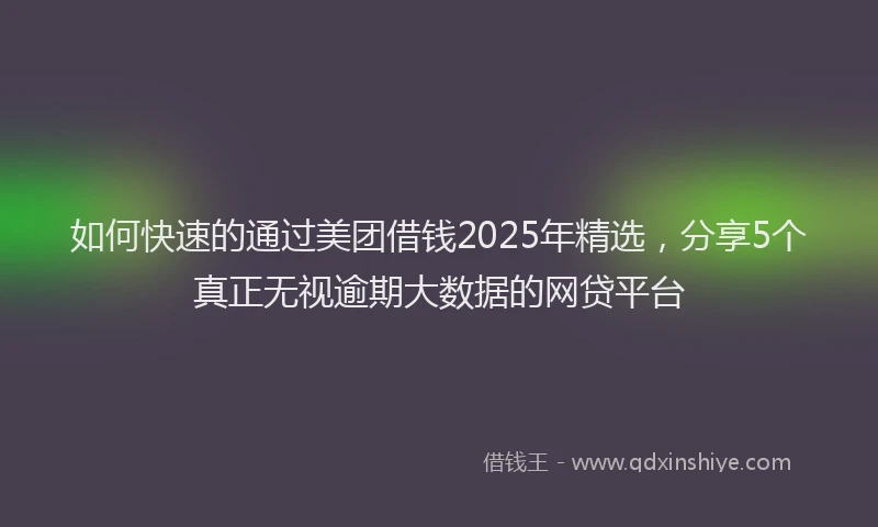 如何快速的通过美团借钱2025年精选，分享5个真正无视逾期大数据的网贷平台