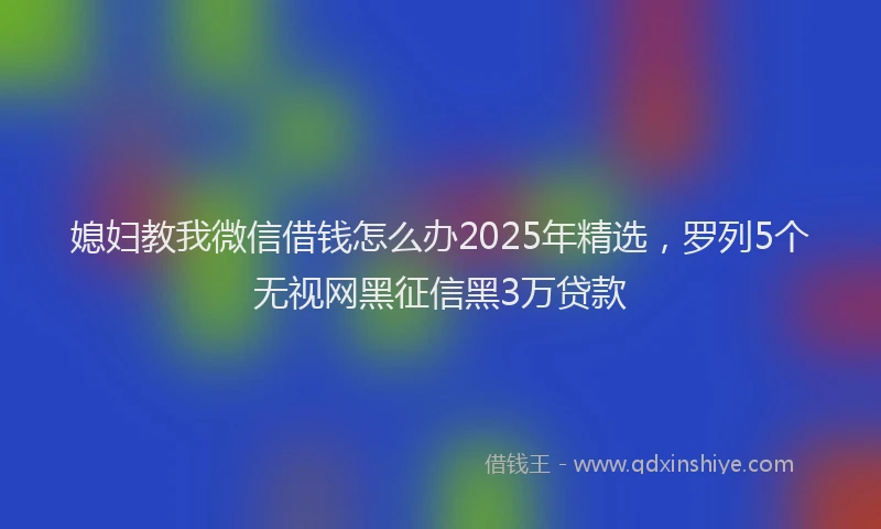 媳妇教我微信借钱怎么办2025年精选，罗列5个无视网黑征信黑3万贷款