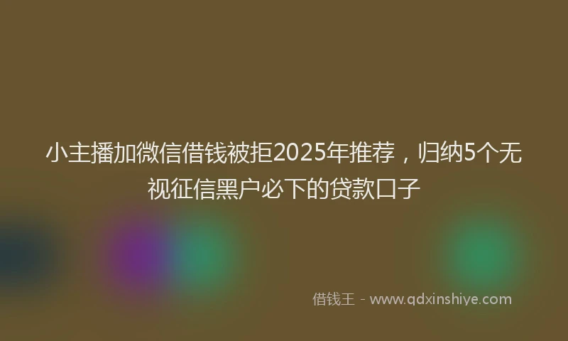 小主播加微信借钱被拒2025年推荐，归纳5个无视征信黑户必下的贷款口子