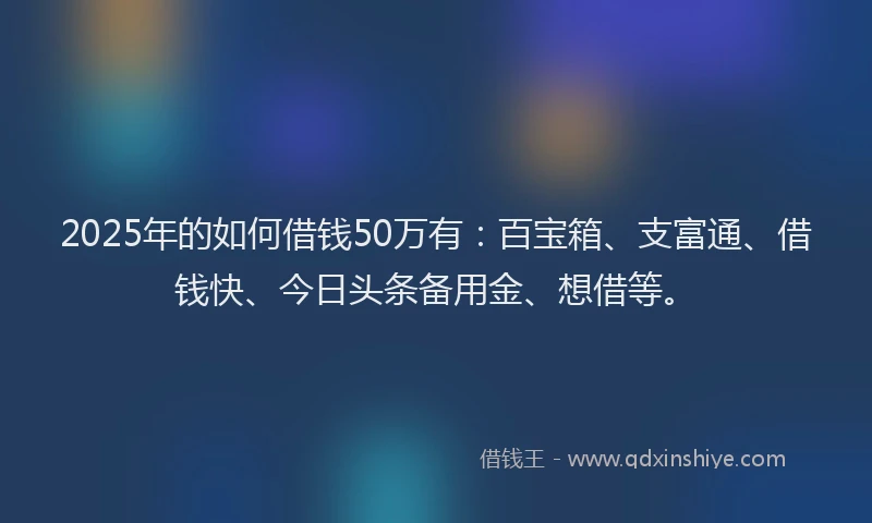 2025年的如何借钱50万有：百宝箱、支富通、借钱快、今日头条备用金、想借等。