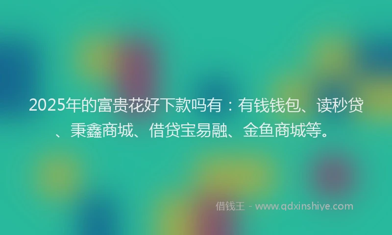 2025年的富贵花好下款吗有：有钱钱包、读秒贷、秉鑫商城、借贷宝易融、金鱼商城等。