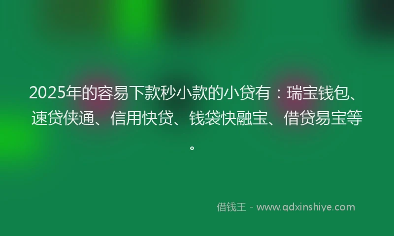 2025年的容易下款秒小款的小贷有：瑞宝钱包、速贷侠通、信用快贷、钱袋快融宝、借贷易宝等。