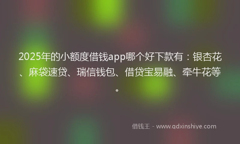 2025年的小额度借钱app哪个好下款有：银杏花、麻袋速贷、瑞信钱包、借贷宝易融、牵牛花等。