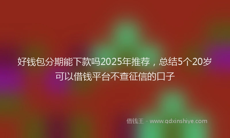 好钱包分期能下款吗2025年推荐，总结5个20岁可以借钱平台不查征信的口子