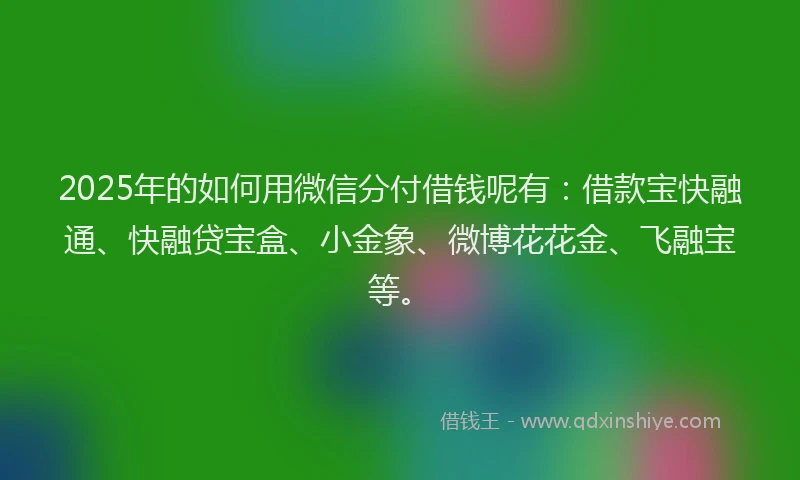 2025年的如何用微信分付借钱呢有：借款宝快融通、快融贷宝盒、小金象、微博花花金、飞融宝等。