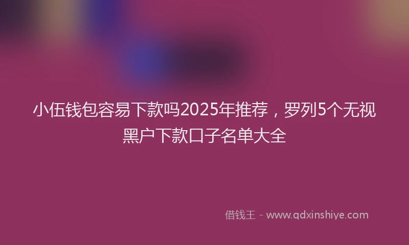 小伍钱包容易下款吗2025年推荐，罗列5个无视黑户下款口子名单大全