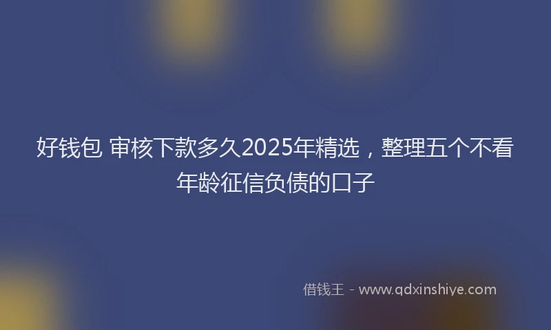 好钱包 审核下款多久2025年精选，整理五个不看年龄征信负债的口子