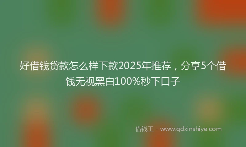 好借钱贷款怎么样下款2025年推荐，分享5个借钱无视黑白100%秒下口子