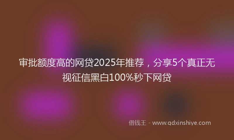 审批额度高的网贷2025年推荐，分享5个真正无视征信黑白100%秒下网贷