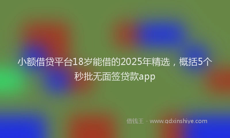 小额借贷平台18岁能借的2025年精选，概括5个秒批无面签贷款app