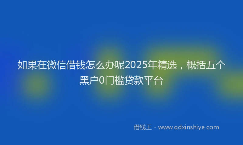 如果在微信借钱怎么办呢2025年精选，概括五个黑户0门槛贷款平台