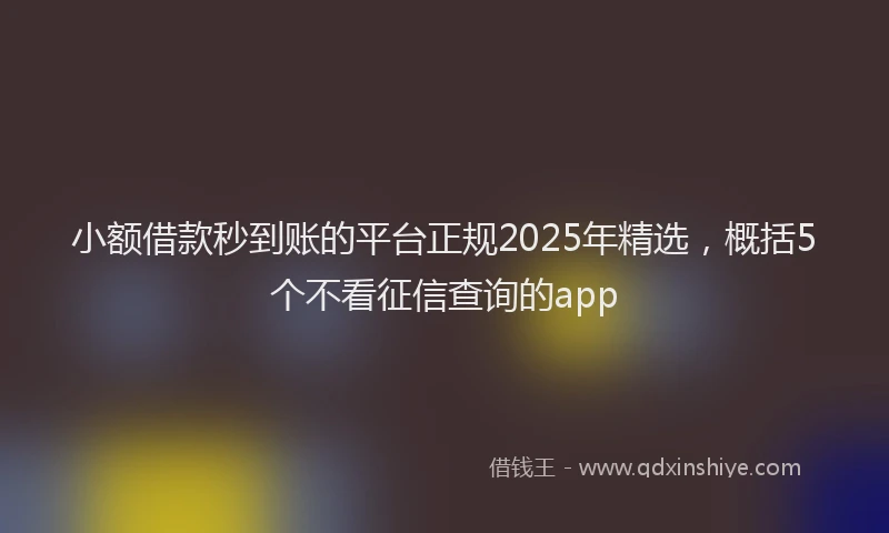 小额借款秒到账的平台正规2025年精选，概括5个不看征信查询的app