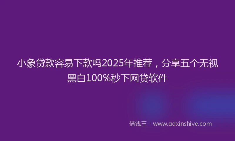 小象贷款容易下款吗2025年推荐，分享五个无视黑白100%秒下网贷软件