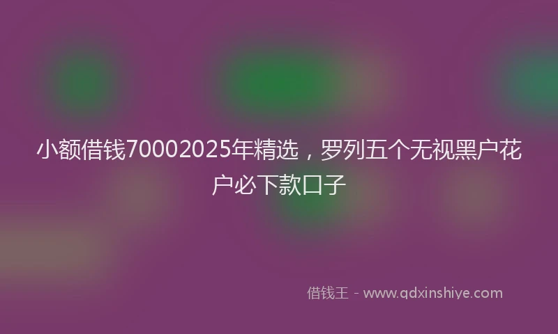 小额借钱70002025年精选,罗列五个无视黑户花户必下款口子