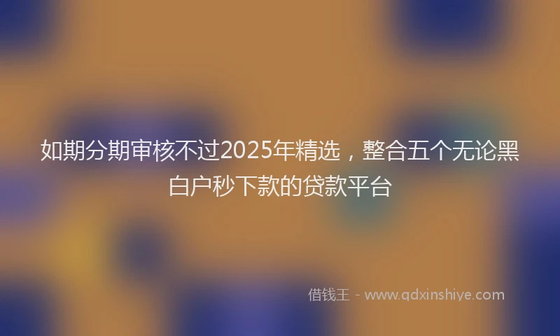 如期分期审核不过2025年精选，整合五个无论黑白户秒下款的贷款平台