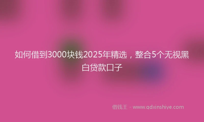 如何借到3000块钱2025年精选，整合5个无视黑白贷款口子