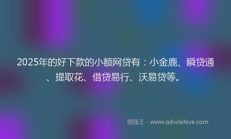 2025年的好下款的小额网贷有：小金鹿、瞬贷通、提取花、借贷易行、沃易贷等。