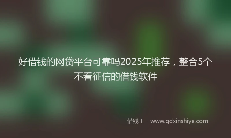 好借钱的网贷平台可靠吗2025年推荐，整合5个不看征信的借钱软件