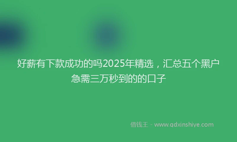 好薪有下款成功的吗2025年精选，汇总五个黑户急需三万秒到的的口子