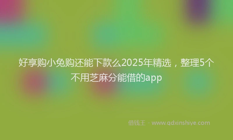 好享购小兔购还能下款么2025年精选，整理5个不用芝麻分能借的app