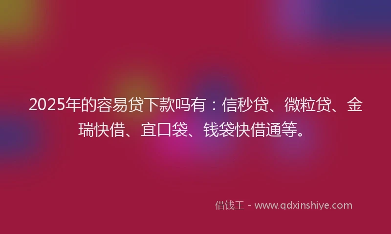 2025年的容易贷下款吗有：信秒贷、微粒贷、金瑞快借、宜口袋、钱袋快借通等。