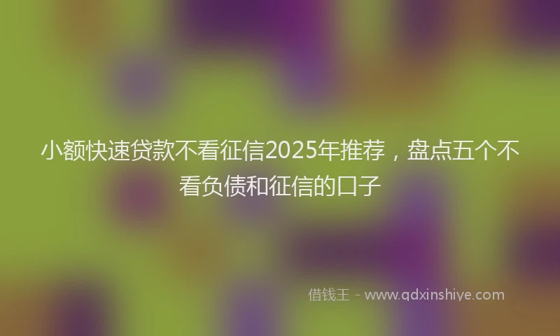 小额快速贷款不看征信2025年推荐，盘点五个不看负债和征信的口子