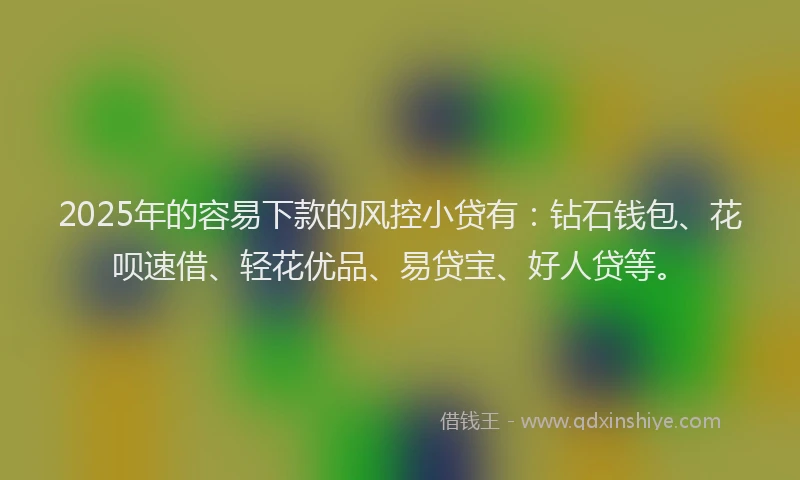 2025年的容易下款的风控小贷有：钻石钱包、花呗速借、轻花优品、易贷宝、好人贷等。