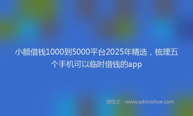 小额借钱1000到5000平台2025年精选,梳理五个手机可以临时借钱的app