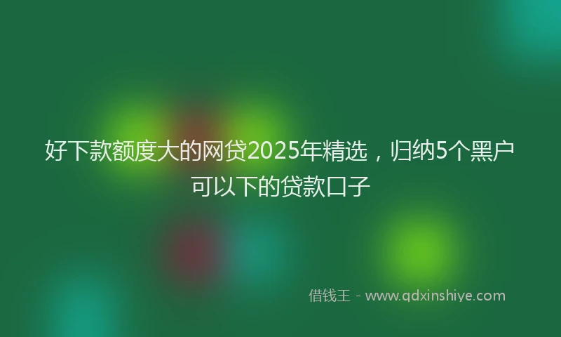 好下款额度大的网贷2025年精选，归纳5个黑户可以下的贷款口子