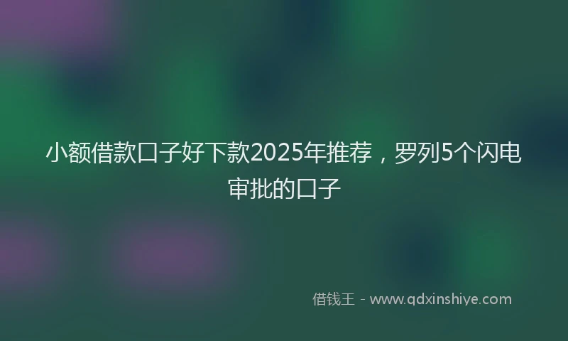 小额借款口子好下款2025年推荐,罗列5个闪电审批的口子
