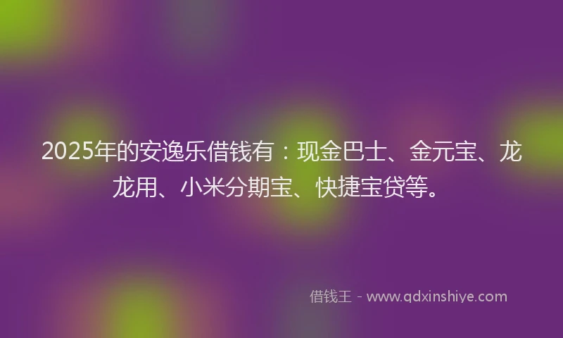 2025年的安逸乐借钱有：现金巴士、金元宝、龙龙用、小米分期宝、快捷宝贷等。