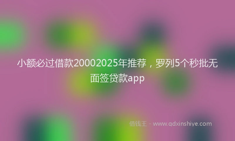 小额必过借款20002025年推荐，罗列5个秒批无面签贷款app