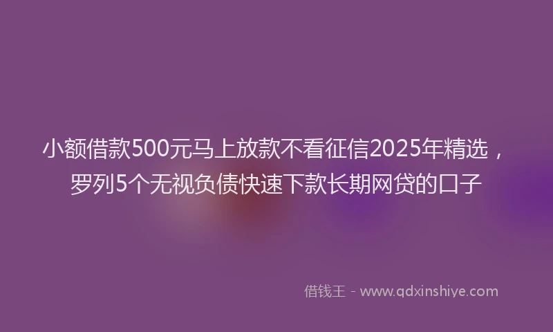 小额借款500元马上放款不看征信2025年精选，罗列5个无视负债快速下款长期网贷的口子