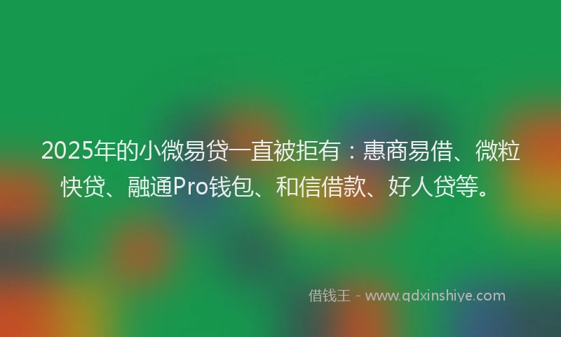 2025年的小微易贷一直被拒有:惠商易借、微粒快贷、融通Pro钱包、和信借款、好人贷等。