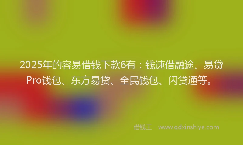 2025年的容易借钱下款6有：钱速借融途、易贷Pro钱包、东方易贷、全民钱包、闪贷通等。