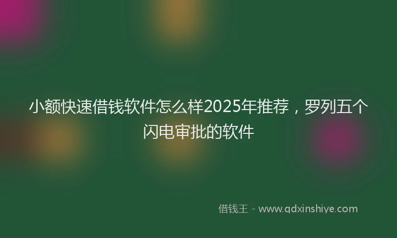 小额快速借钱软件怎么样2025年推荐，罗列五个闪电审批的软件