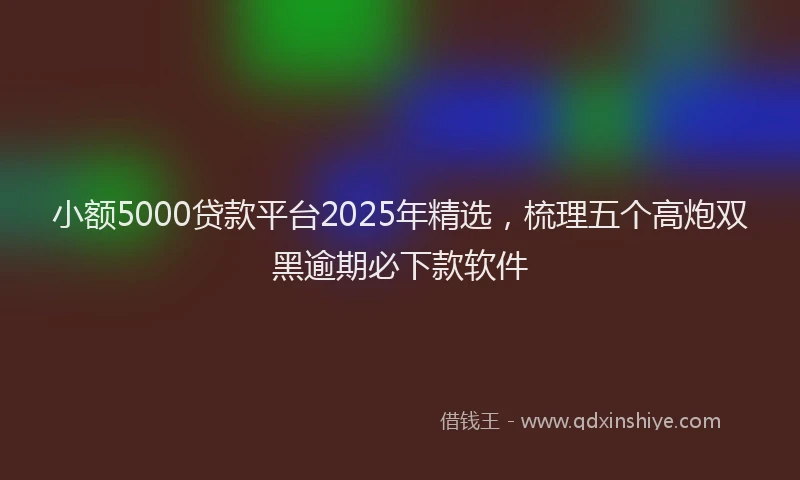 小额5000贷款平台2025年精选，梳理五个高炮双黑逾期必下款软件
