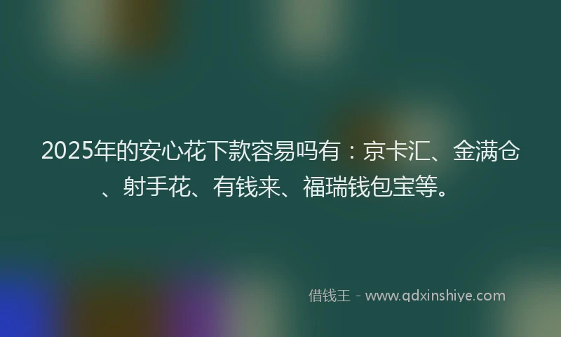 2025年的安心花下款容易吗有：京卡汇、金满仓、射手花、有钱来、福瑞钱包宝等。