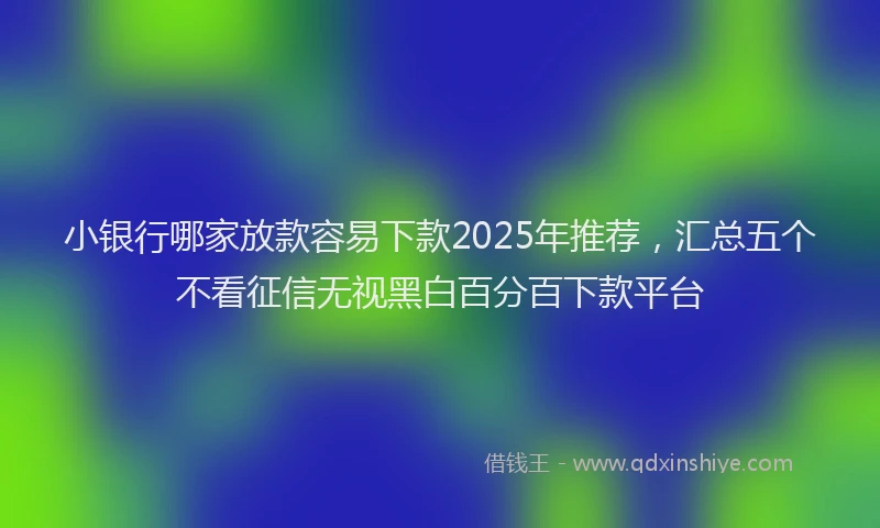 小银行哪家放款容易下款2025年推荐，汇总五个不看征信无视黑白百分百下款平台