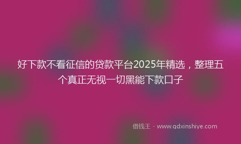 好下款不看征信的贷款平台2025年精选，整理五个真正无视一切黑能下款口子