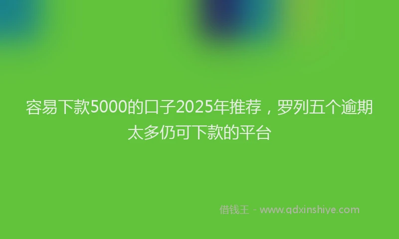 容易下款5000的口子2025年推荐，罗列五个逾期太多仍可下款的平台