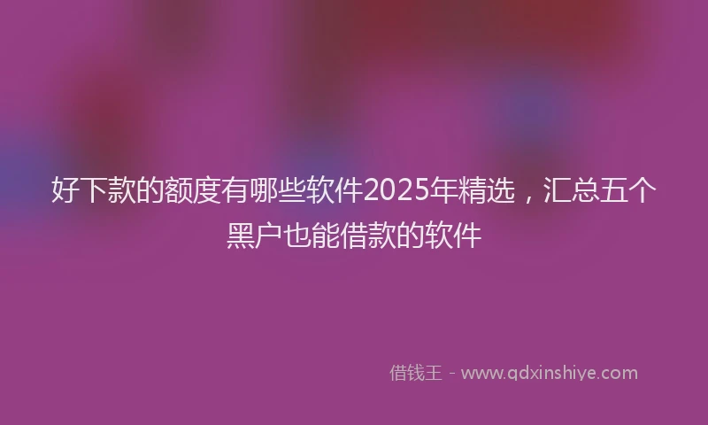 好下款的额度有哪些软件2025年精选，汇总五个黑户也能借款的软件