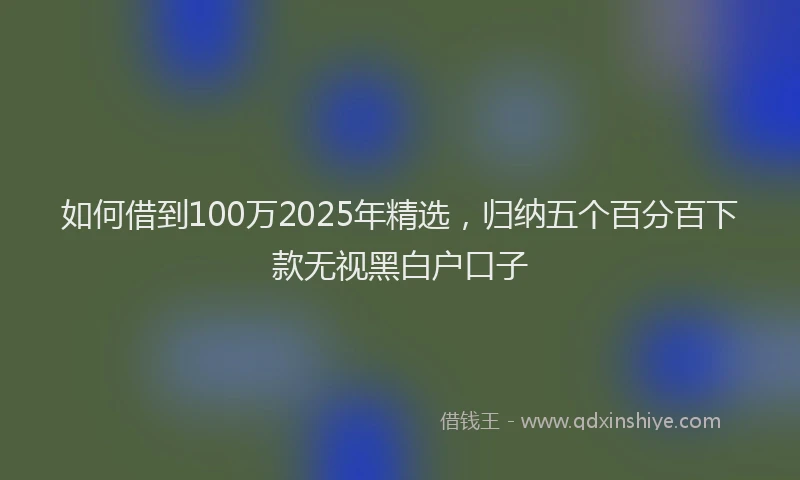 如何借到100万2025年精选，归纳五个百分百下款无视黑白户口子