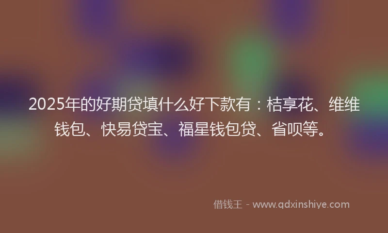 2025年的好期贷填什么好下款有：桔享花、维维钱包、快易贷宝、福星钱包贷、省呗等。