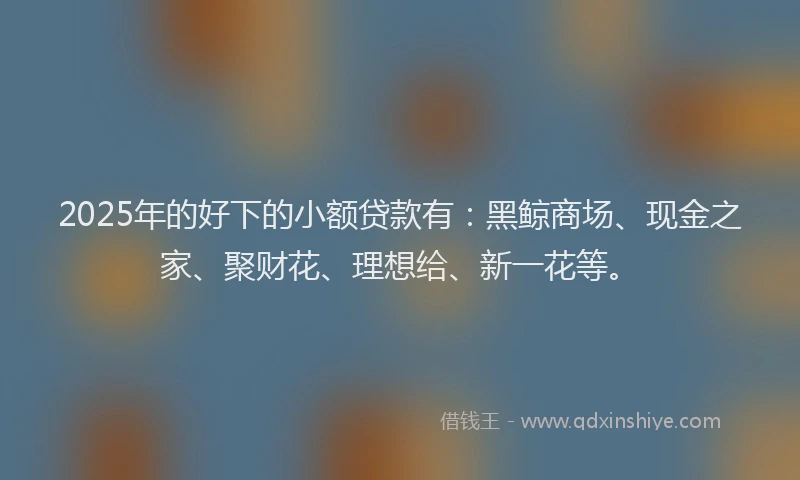 2025年的好下的小额贷款有：黑鲸商场、现金之家、聚财花、理想给、新一花等。