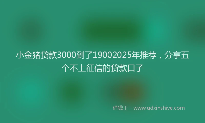 小金猪贷款3000到了19002025年推荐，分享五个不上征信的贷款口子