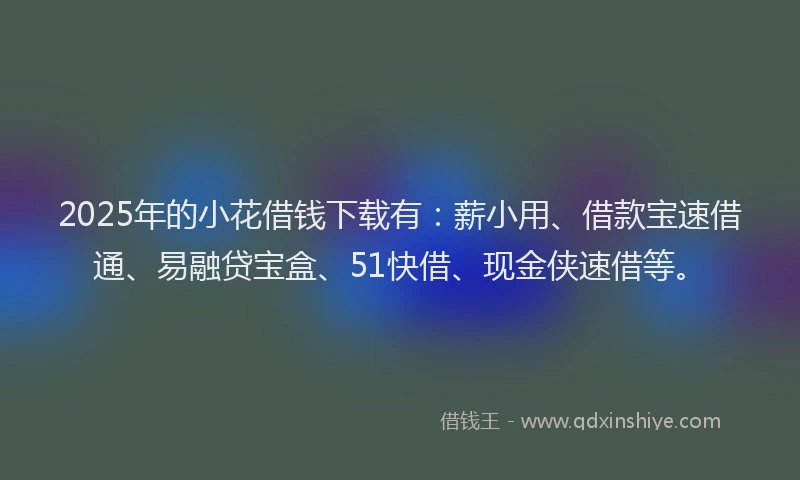 2025年的小花借钱下载有：薪小用、借款宝速借通、易融贷宝盒、51快借、现金侠速借等。